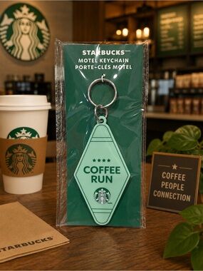 Starbucks 2026 Road Trip Collection Mint Green Motel Keychain “Coffee Run” NWT